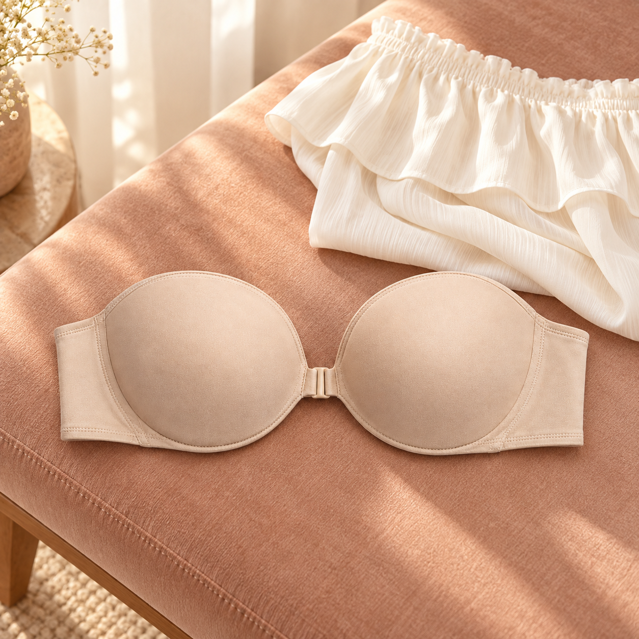 Front-Closure Strapless Bra — lifestyle photograph